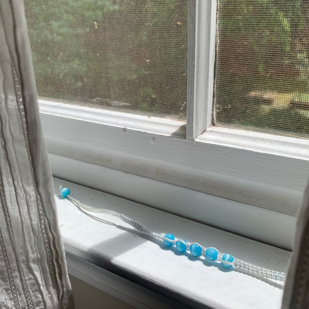 Blue beaded friendship bracelet